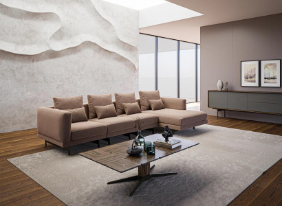 Beige Polstermöbel Luxus Eck Garnitur Ecksofa L-Form Designer Einrichtung